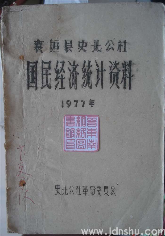 襄垣县史北公社国民经济统计资料 1977年