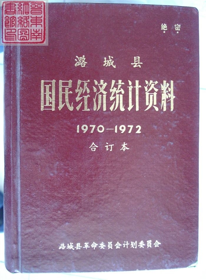 潞城县国民经济统计资料 1970-1972合订本