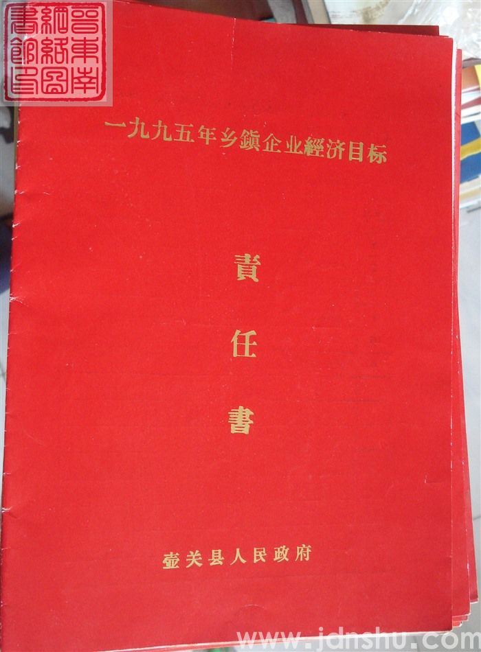 一九九五年乡镇企业经济目标责任书