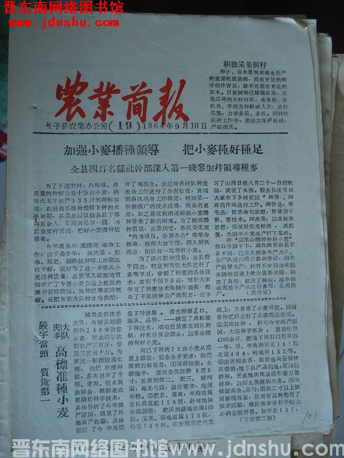 （长子县）农业简报 1964-19