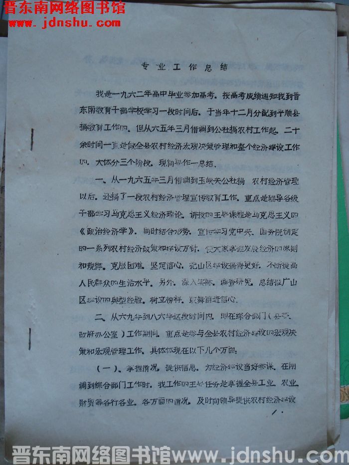 （宋世民）专业工作总结