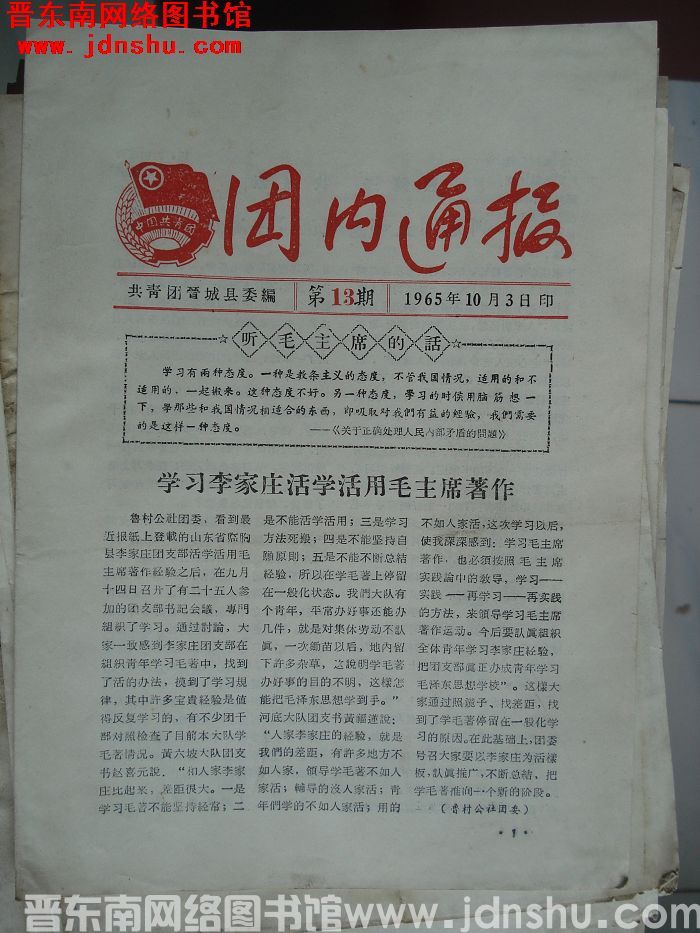 （晋城县）团内通报 1965-13