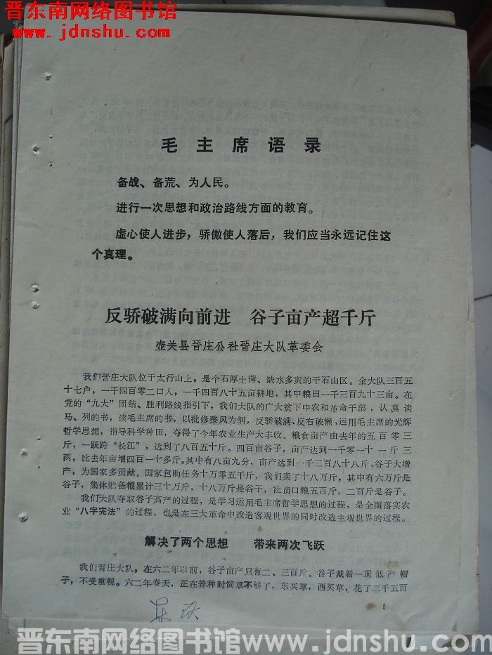 反骄破满向前进 谷子亩产超千斤