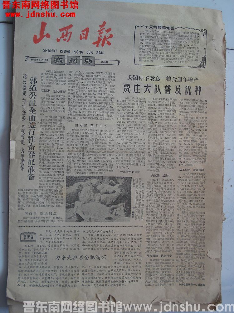 山西日报·农村版 1963-4-10 第46期