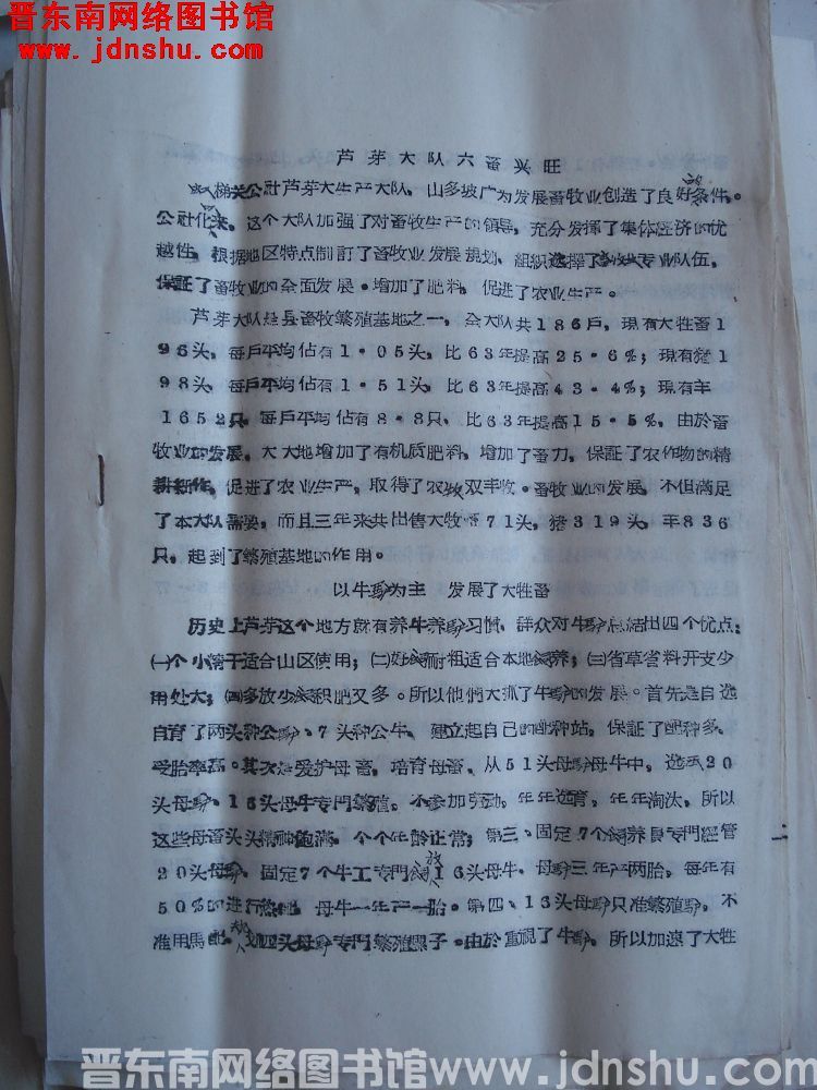 芦芽大队六畜兴旺（19640815）
