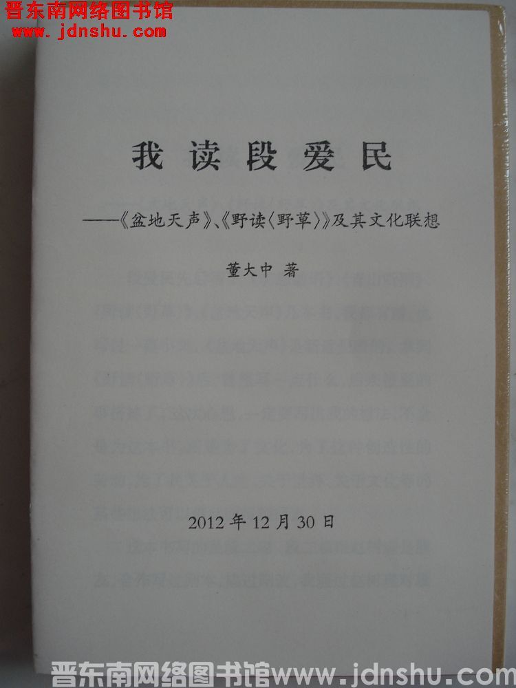 我读段爱民——《盆地天声》《野读<野草>》及其文化联想