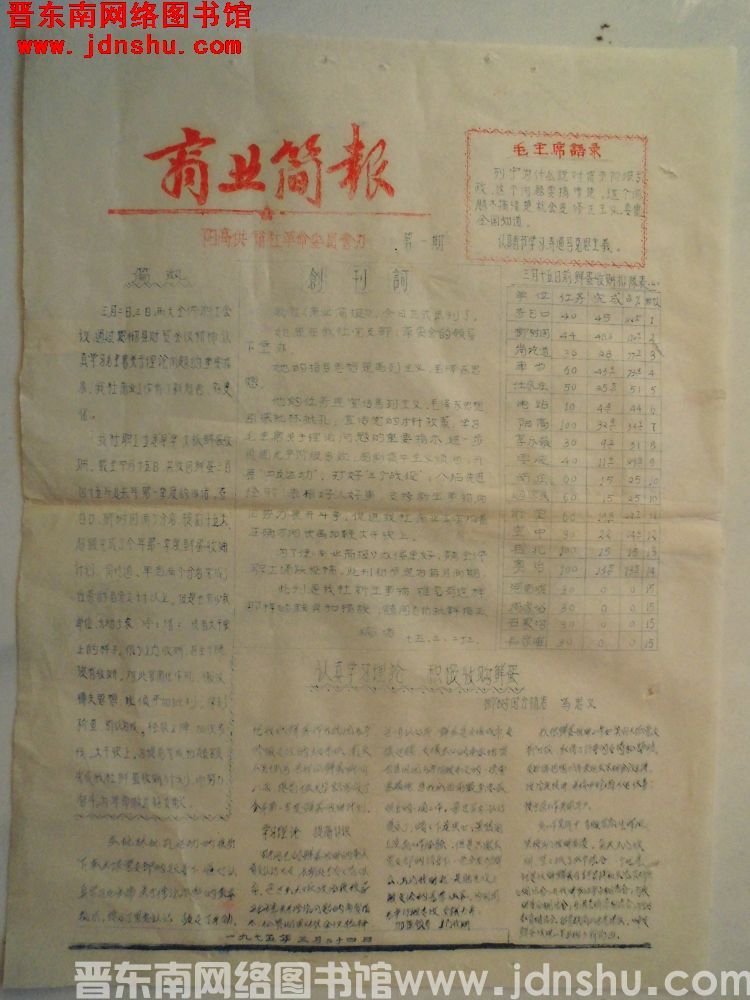 （阳高供销社）商业简报 第一期：创刊号